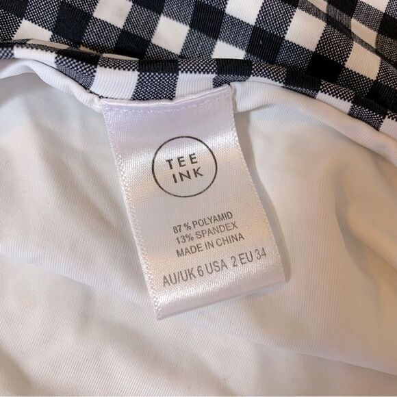 Tee Ink Bikini Swimsuit Black/White Check Padded Lined Sz 2 Gorgeous - Picture 6 of 7